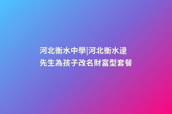 河北衡水中學|河北衡水逯先生為孩子改名財富型套餐-第1張-公司起名-玄機派